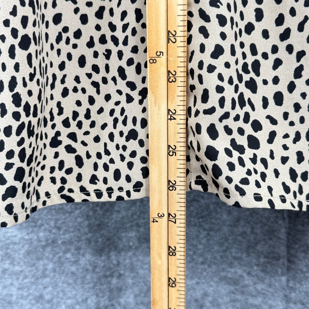 C.D.M. Womens Leopard‎ Print Ruffle Blouse Long Sleeve Size L Beige & Black - Picture 3 of 11